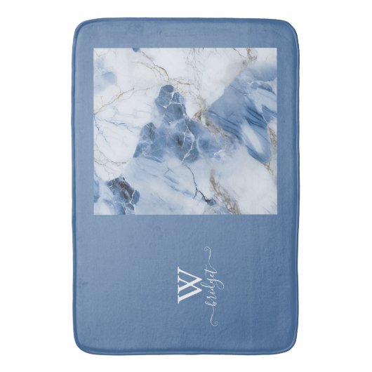 Blauw marmer abstract kustpatroon badmat (Voorkant Verticaal)