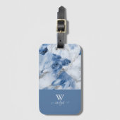 Blauw marmer abstract kustpatroon bagagelabel (Voorkant (verticaal))
