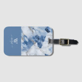 Blauw marmer abstract kustpatroon bagagelabel (Voorkant (horizontaal))