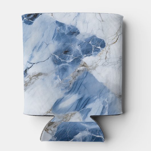 Blauw marmer abstract kustpatroon blikjeskoeler (Achterkant)