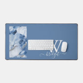 Blauw marmer abstract kustpatroon bureaumat (Keyboard & Muis)