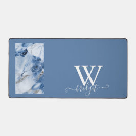 Blauw marmer abstract kustpatroon bureaumat