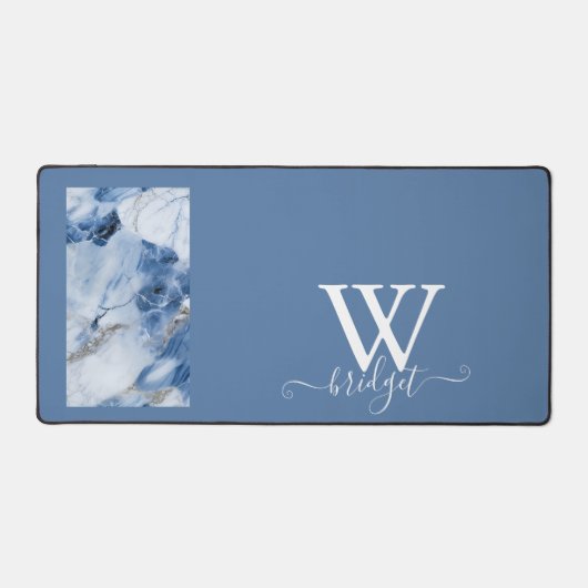 Blauw marmer abstract kustpatroon bureaumat (Voorkant)