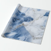 Blauw marmer abstract kustpatroon cadeaupapier (Uitgerold)