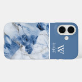 Blauw marmer abstract kustpatroon Case-Mate iPhone case (Achterkant (horizontaal))