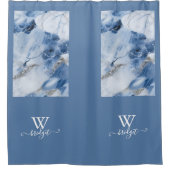 Blauw marmer abstract kustpatroon douchegordijn (Voorkant)
