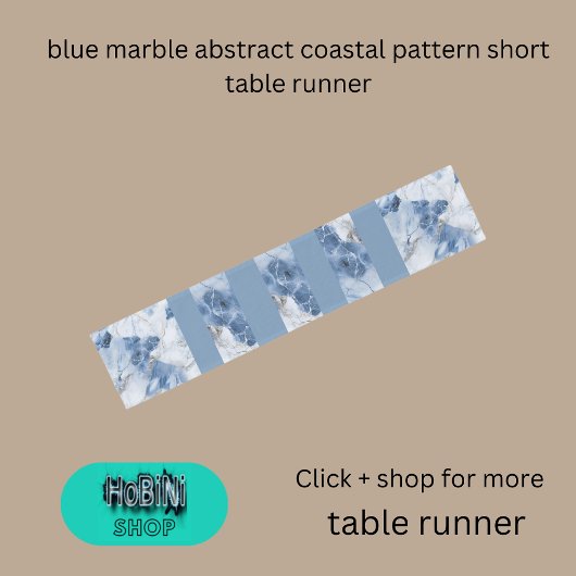 Blauw marmer abstract kustpatroon korte tafelloper