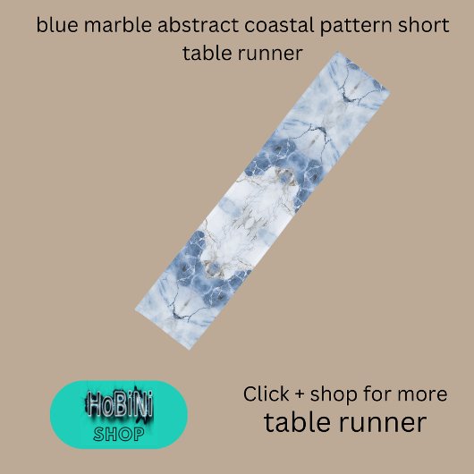 Blauw marmer abstract kustpatroon korte tafelloper