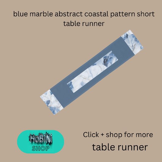 Blauw marmer abstract kustpatroon korte tafelloper