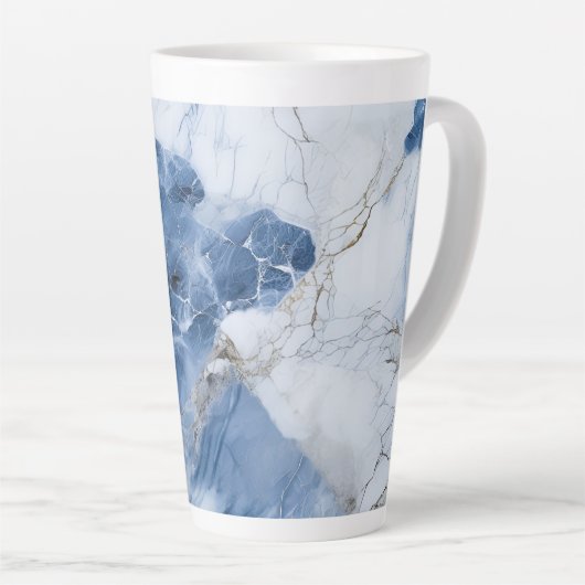 Blauw marmer abstract kustpatroon latte mok (Rechterhoek)