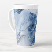 Blauw marmer abstract kustpatroon latte mok (Linkerhoek)