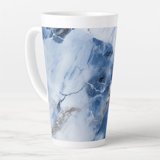 Blauw marmer abstract kustpatroon latte mok (Linkerhoek)