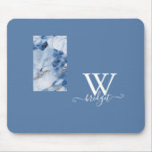 Blauw marmer abstract kustpatroon muismat (Voorkant)