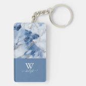 Blauw marmer abstract kustpatroon sleutelhanger (achterkant)