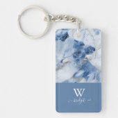 Blauw marmer abstract kustpatroon sleutelhanger (Voorkant)