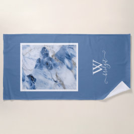 Blauw marmer abstract kustpatroon strandlaken