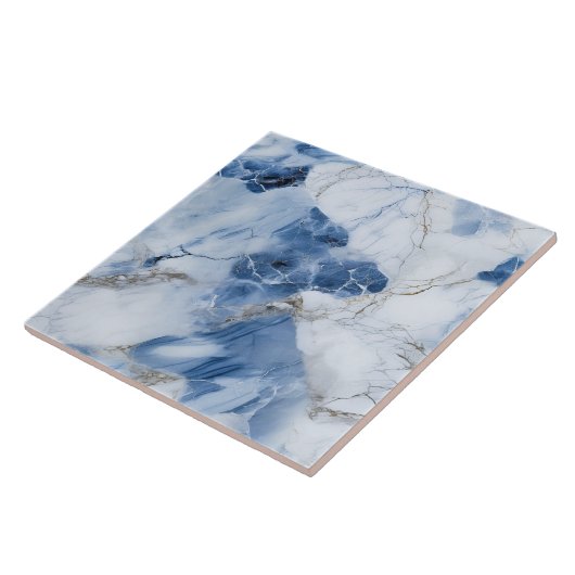 Blauw marmer abstract kustpatroon tegeltje (Zijkant)