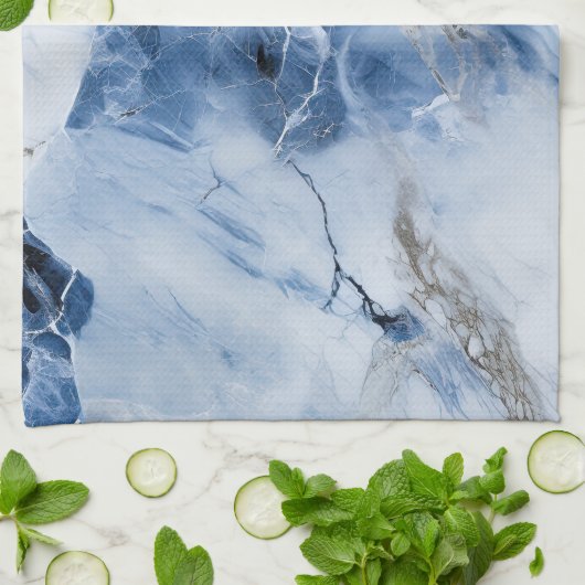 Blauw marmer abstract kustpatroon theedoek (Gevouwen)