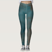 Blauw Marmer Abstract Leggings (Voorkant)
