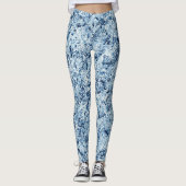 Blauw Marmer Abstract Leggings (Voorkant)