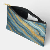 Blauw Marmer Abstract Met Gouden Aders Etui (Open)