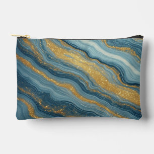 Blauw Marmer Abstract Met Gouden Aders Etui