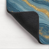 Blauw Marmer Abstract Met Gouden Aders Muismat (Hoek)