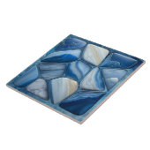 Blauw Marmer Abstracte Cellular Art Tegeltje (Zijkant)