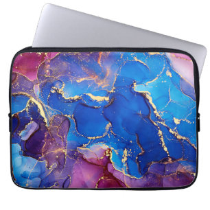 BLAUW MARMER AGAAT ZILVER GLITTER GLAM LAPTOP SLEEVE