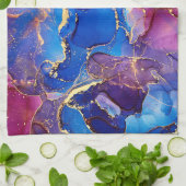 BLAUW MARMER AGAAT ZILVER GLITTER GLAM THEEDOEK (Gevouwen)