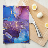 BLAUW MARMER AGAAT ZILVER GLITTER GLAM THEEDOEK (Quarter Fold)