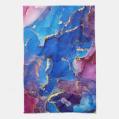 BLAUW MARMER AGAAT ZILVER GLITTER GLAM THEEDOEK (Verticaal)