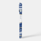 Blauw Marmer Agate Goud Glitter Persoonlijk iPhone 15 Case (Linkerkant)