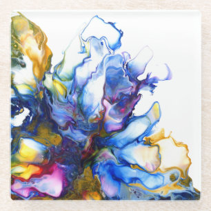 Blauw Marmer Agate Vloeistof Kunst Glazen Onderzetter
