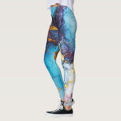 Blauw Marmer Boho Esthetisch Leggings (Links)