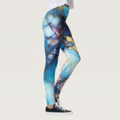 Blauw Marmer Boho Esthetisch Leggings (Rechts)