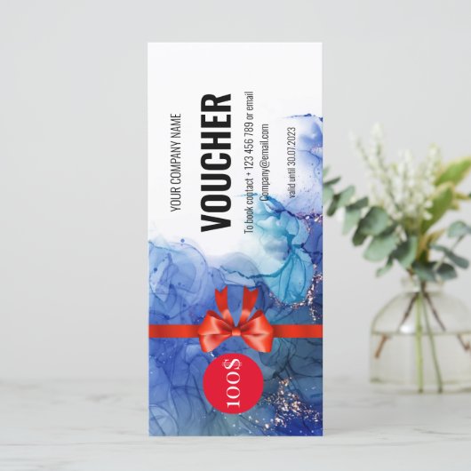 Blauw Marmer Cadeaubon Certificaat (Staand voorkant)