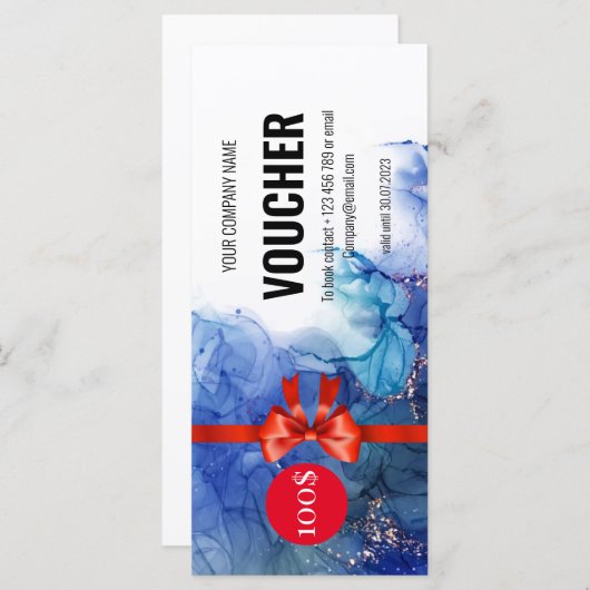 Blauw Marmer Cadeaubon Certificaat (Voorkant / Achterkant)