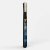 Blauw marmer chic gouden glitters monogram Case-Mate iPhone case (Achterkant/rechts)