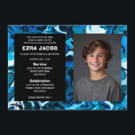 Blauw Marmer Custom FOTO Bar Bat Mitzvah Kaart<br><div class="desc">Perfecte kaart om een bat mitswa, bar mitswa of andere Joodse viering aan te kondigen! Met de hand gemaakte abstracte kunst voor u aan de voor- en achterkant! VOLLEDIG ! Klik hierboven op "Personaliseren" om de tekst te bewerken en uw eigen foto toe te voegen. Klik op "bewerken met het...</div>