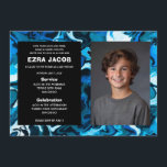 Blauw Marmer Custom FOTO Bar Bat Mitzvah Kaart<br><div class="desc">Perfecte kaart om een bat mitswa, bar mitswa of andere Joodse viering aan te kondigen! Met de hand gemaakte abstracte kunst voor u aan de voor- en achterkant! VOLLEDIG ! Klik hierboven op "Personaliseren" om de tekst te bewerken en uw eigen foto toe te voegen. Klik op "bewerken met het...</div>