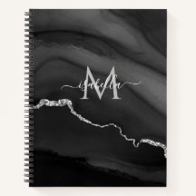 Blauw Marmer Custom Monogram Bullet Journal