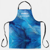 Blauw Marmer Effect Elegante Stijl Schort (Voorkant)
