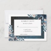 Blauw Marmer Elegant Huwelijk RSVP Kaartje (Voorkant)