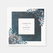 Blauw Marmer Elegant Huwelijk Servet (Voorkant)