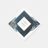 Blauw Marmer Elegant Huwelijk Servet (Hoek)