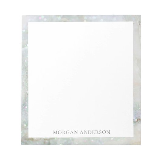 blauw marmer elegant monogram notitieblok (Voorkant)