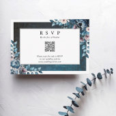 Blauw Marmer Elegante Huwelijk RSVP QR Code