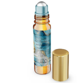 Blauw Marmer en Faux Gold Parfum Roller Fles Vierkante Sticker