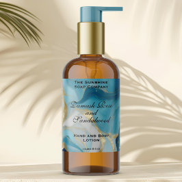 Blauw Marmer en Gouden Folie Cosmetica Flesetiket Rechthoekige Sticker